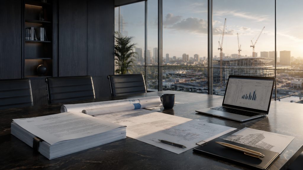Quantity surveying contract review workspace